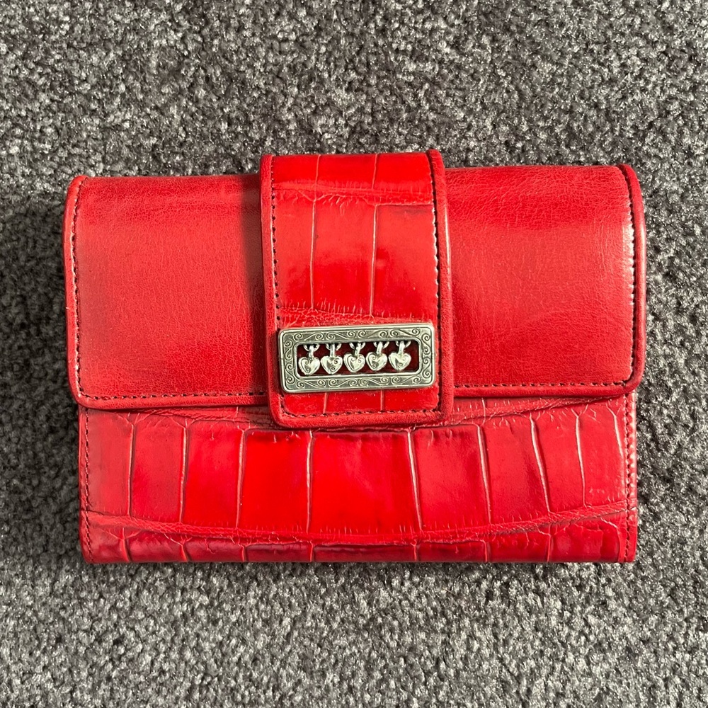 Never Used! - Red Leather Look Wallet with Tiny Silver Hearts ❤️🤍 - NWOT